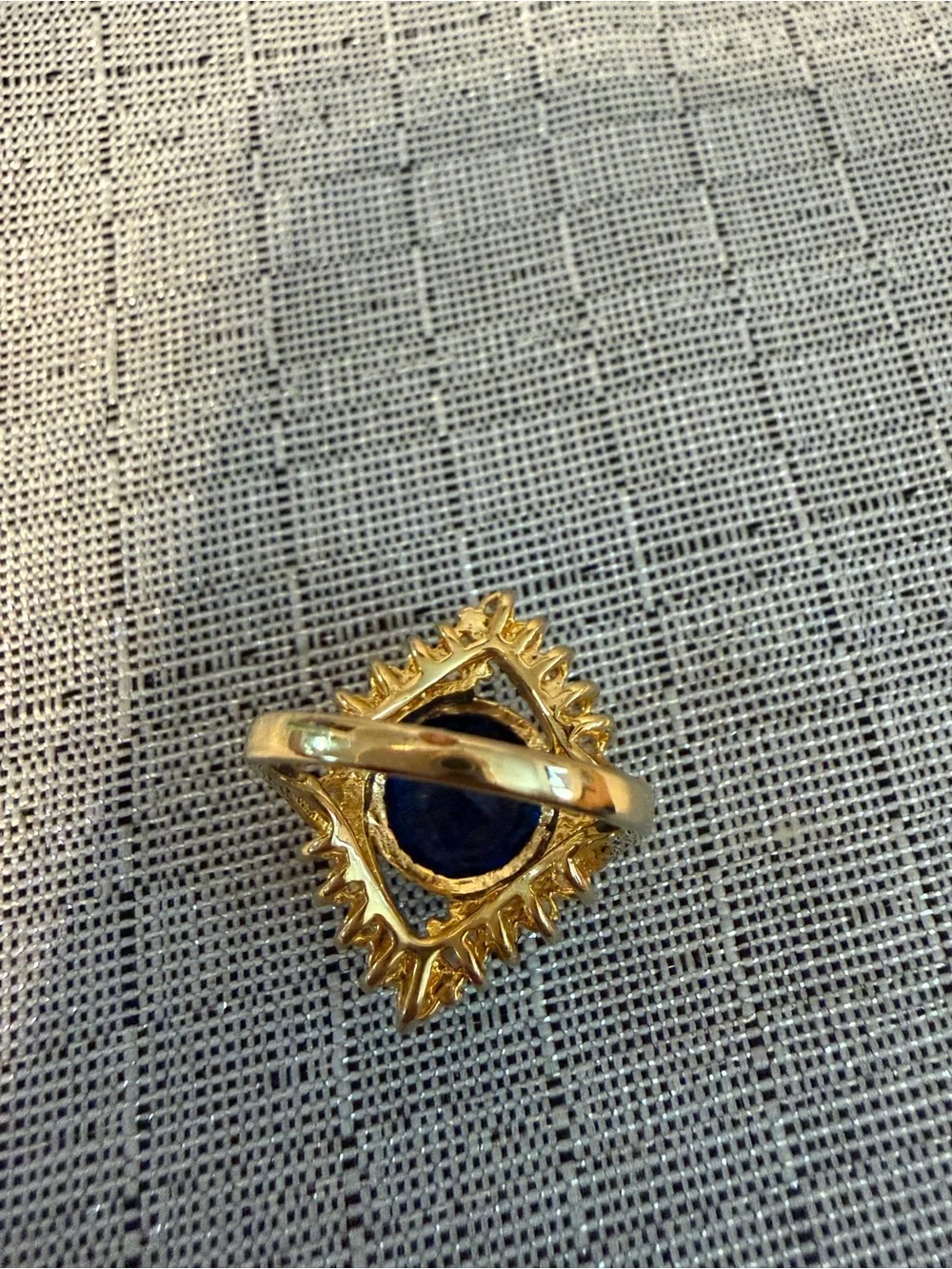 Gold-Tone Blue Crystal Cocktail Ring